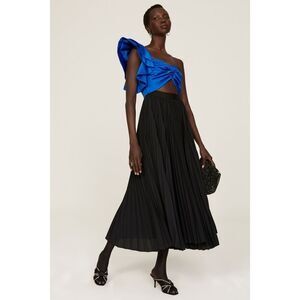 AMUR X REVOLVE women’s Cleopatra  Black & blue one shoulder Pleated cut out maxi